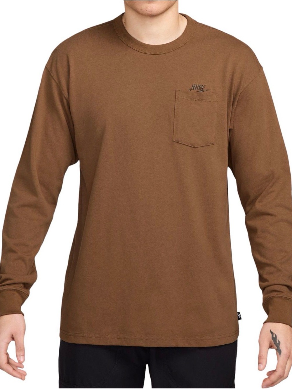 Nike Sportswear Premium Essentials Men’s Long Sleeve Pocket Short Dark Tan Sz XL
